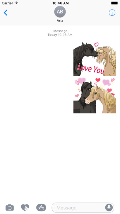 Emulate iPhone app Lovely Horse HorseMoji Sticker using MyAndroid