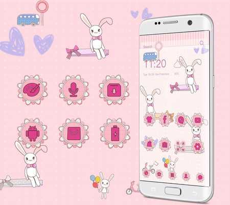 Emulate Android APK lovely rabbit theme lovely wallpaper