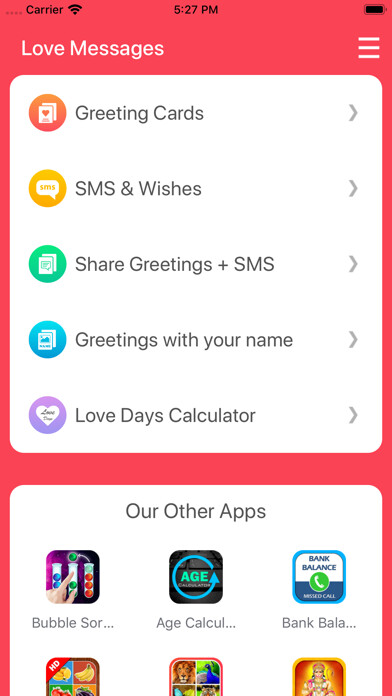 Emulate iPhone app Love Messages & Quotes using MyAndroid