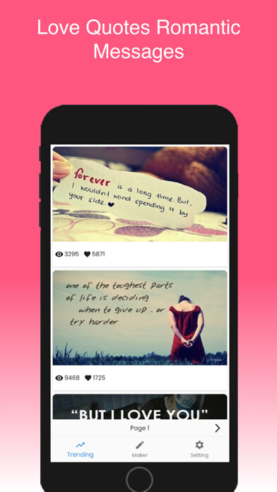 Emulate iPhone app Love Quotes: Romantic Messages using MyAndroid