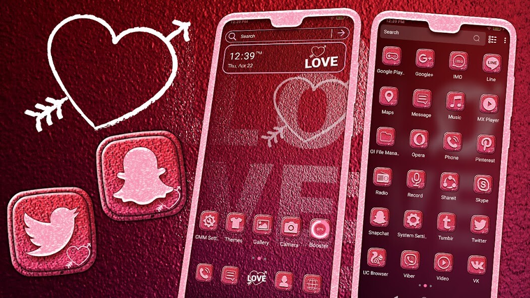 Run android online APK Love Red Launcher Theme from MyAndroid or emulate Love Red Launcher Theme using MyAndroid