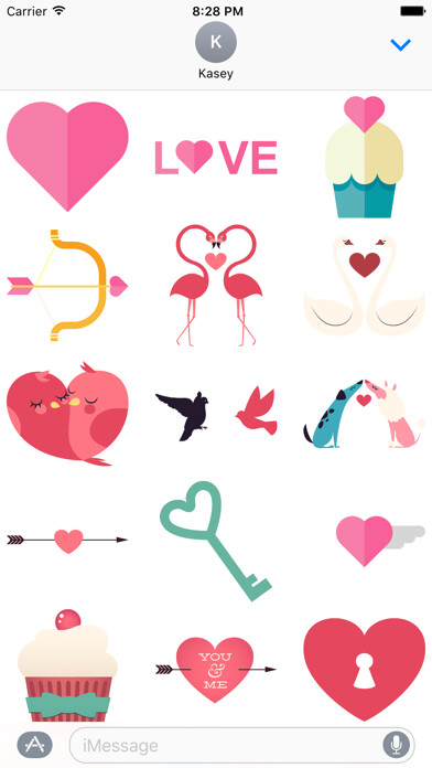 Emulate iPhone app Love Sticker Pack using MyAndroid