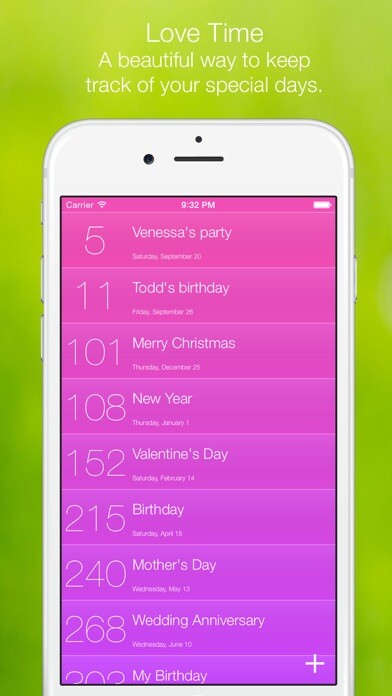 Emulate iPhone app Love Time - countdown to important dates and holidays using MyAndroid