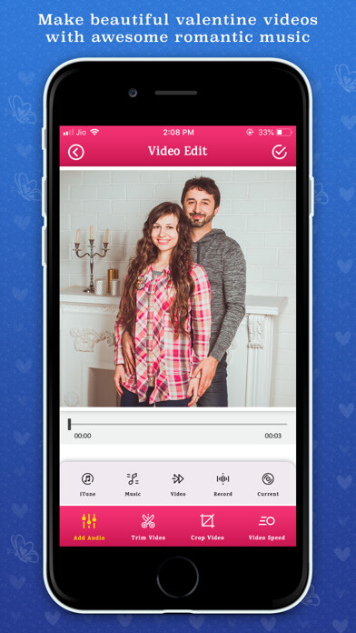 Emulate iPhone app Love Video Maker With Songs using MyAndroid