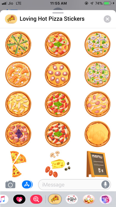 Emulate iPhone app Loving Hot Pizza Stickers using MyAndroid