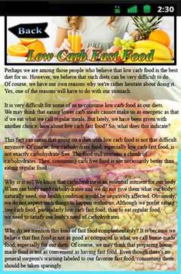 Emulate Android APK Low Carb Fast Food