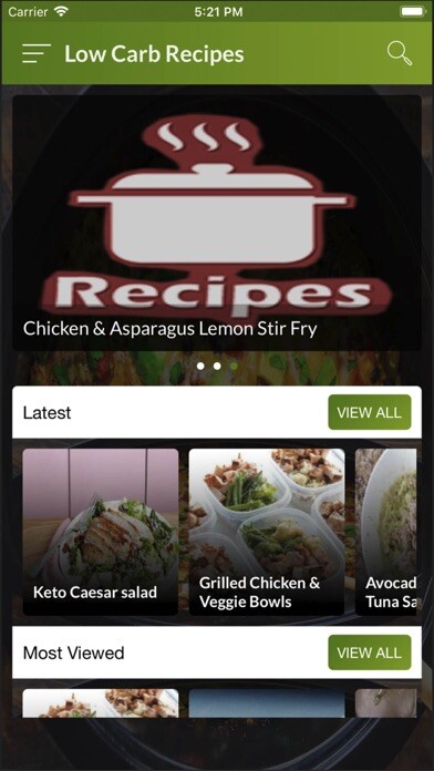 Emulate iPhone app Low Carb Recipes - Meals using MyAndroid