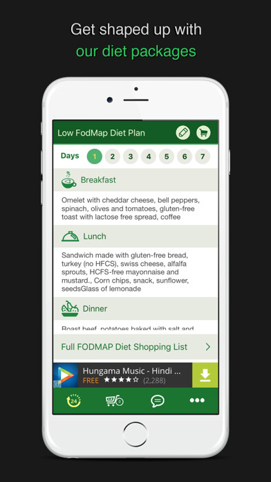 Emulate iPhone app Low Fodmap Diet 7 Day Plan using MyAndroid