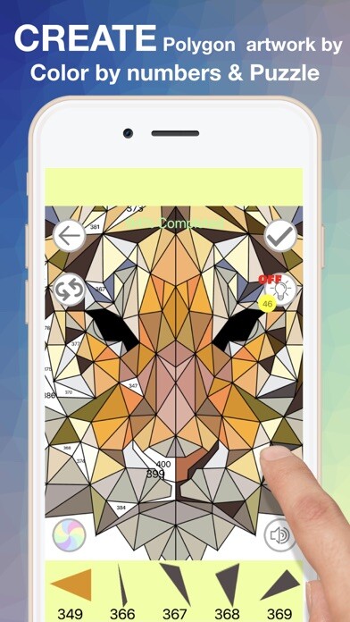 Emulate iPhone app Low-Poly Art color by number using MyAndroid