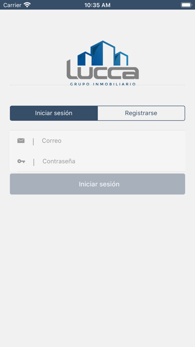 Emulate iPhone app Lucca Grupo Inmobiliario using MyAndroid