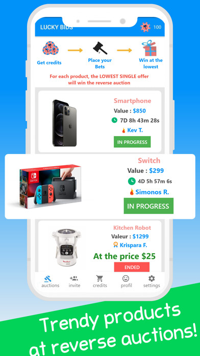Emulate iPhone app LuckyBids - VIP Auctions using MyAndroid