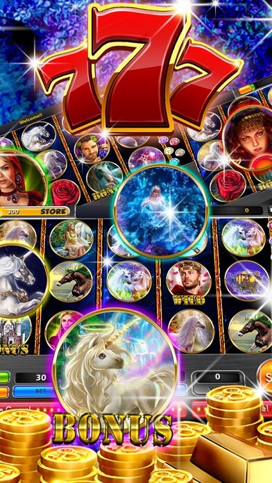 Emulate iPhone app Lucky Unicorn Slots Enchanted Slot Machine Big Win using MyAndroid