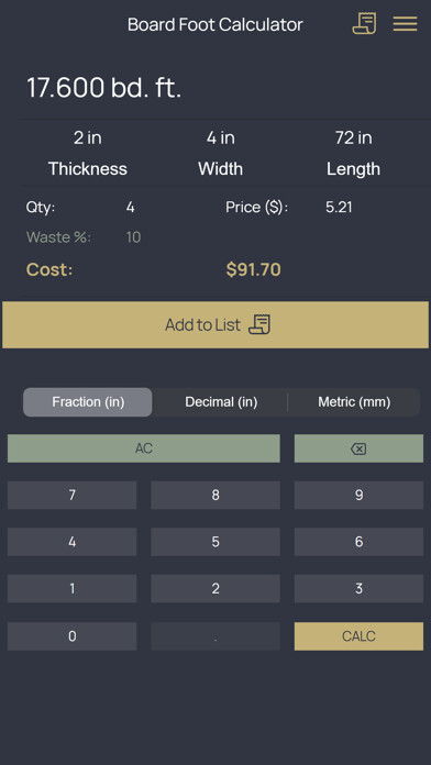Emulate iPhone app Lumber Board Foot Calculator using MyAndroid Emulate iPhone app Lumber Board Foot Calculator using MyAndroid