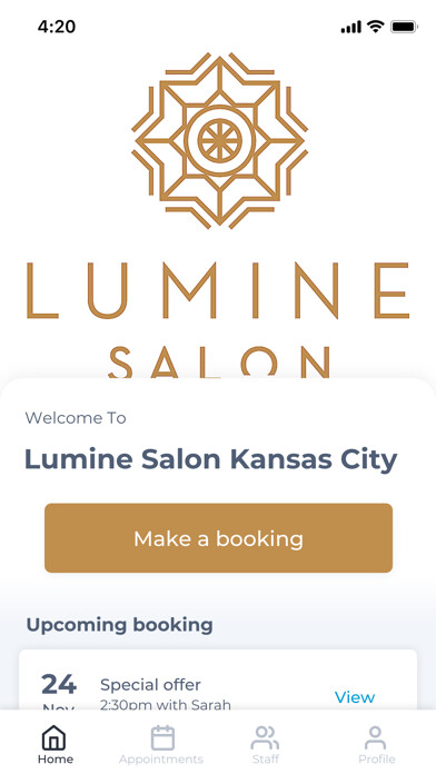 Emulate iPhone app Lumine Salon Kansas City using MyAndroid Emulate iPhone app Lumine Salon Kansas City using MyAndroid
