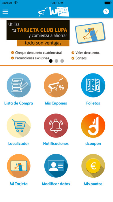 Emulate iPhone app LUPA Supermercados using MyAndroid