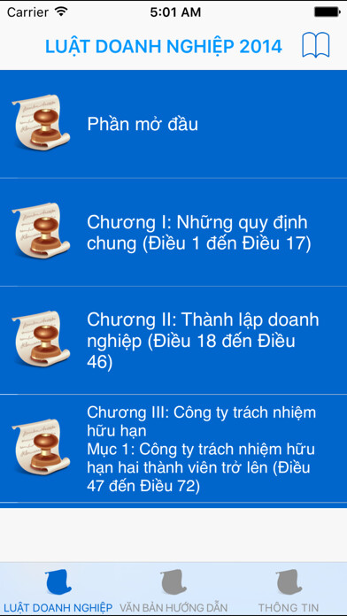 Emulate iPhone app Luật Doanh Nghiệp Năm 2014 using MyAndroid