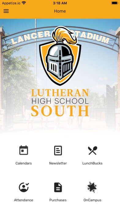 Emulate iPhone app Lutheran High School South using MyAndroid