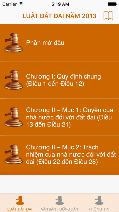 Emulate iPhone app Luật Đất Đai Năm 2013 using MyAndroid
