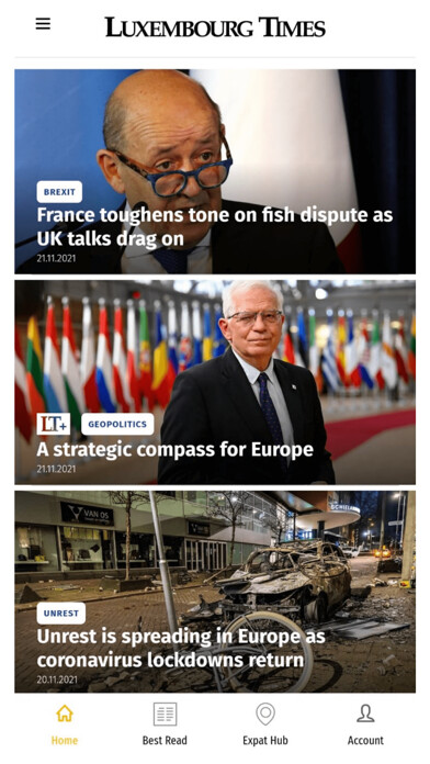 Emulate iPhone app Luxembourg Times using MyAndroid