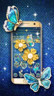 Emulate Android APK Luxury Gold Sparkling Butterflies Theme