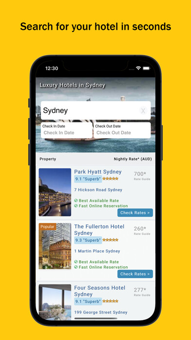 Emulate iPhone app Luxury Hotels Guide using MyAndroid