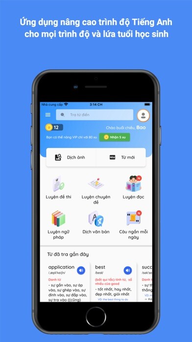 Emulate iPhone app Luyện Tiếng Anh cho học sinh using MyAndroid