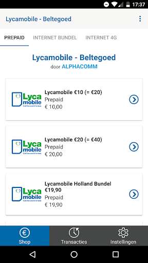 Run android online APK Lycamobile - Prepaid Beltegoed Opwaarderen from MyAndroid or emulate Lycamobile - Prepaid Beltegoed Opwaarderen using MyAndroid