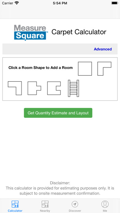 Emulate iPhone app M2 Carpet Calculator using MyAndroid