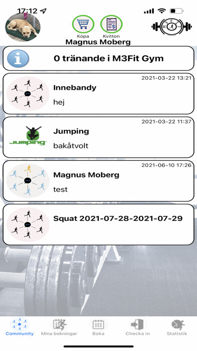 Emulate iPhone app M3softwareFit - Member using MyAndroid