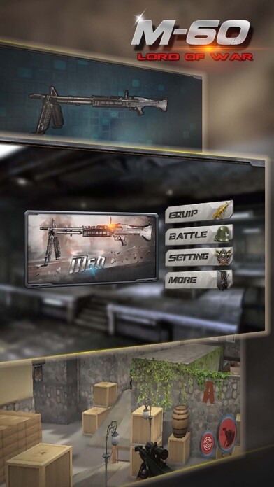 Emulate iPhone app M60 Machine Gun Build and Shooting Game for Free by ROFLPlay using MyAndroid