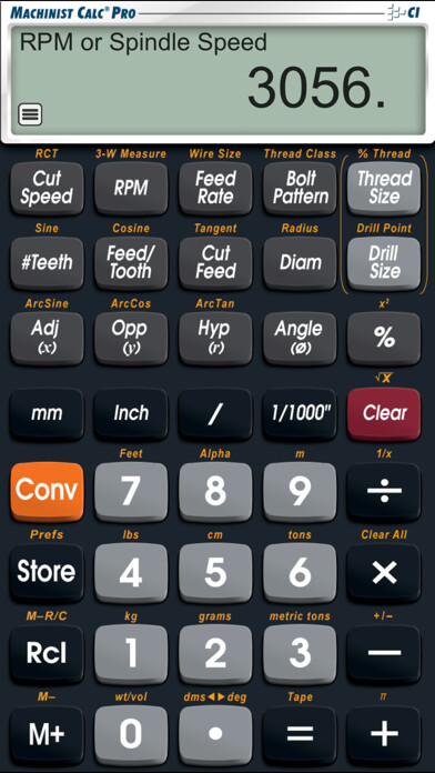 Emulate iPhone app Machinist Calc Pro using MyAndroid