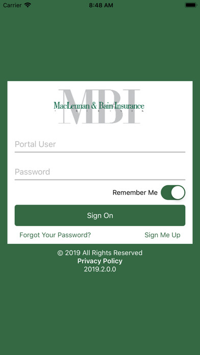 Emulate iPhone app MacLennan & Bain Insurance using MyAndroid