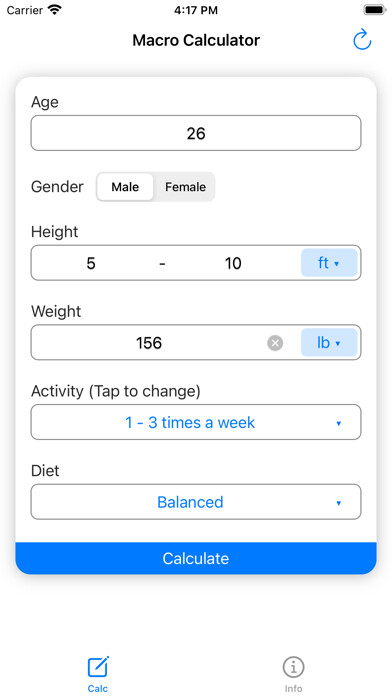 Emulate iPhone app Macro Calculator - Macro Calc using MyAndroid Emulate iPhone app Macro Calculator - Macro Calc using MyAndroid