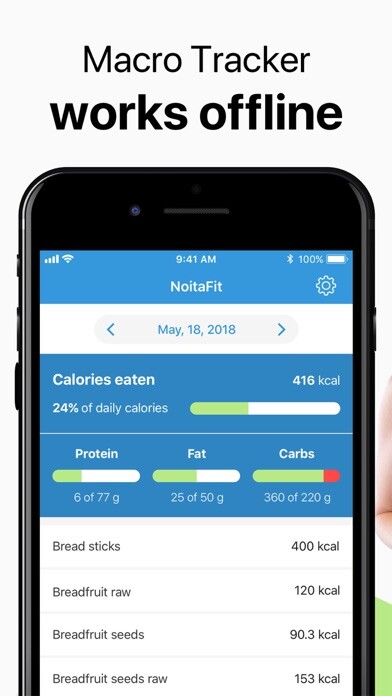 Emulate iPhone app Macros Counter NoitaFit using MyAndroid