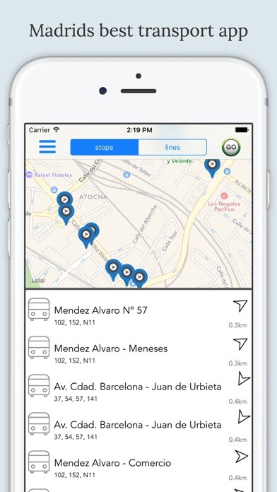 Emulate iPhone app Madrid Public Transport using MyAndroid