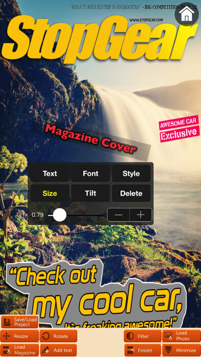 Emulate iPhone app Magazine Cover - Filter, Add text style, 3D effect using MyAndroid Emulate iPhone app Magazine Cover - Filter, Add text style, 3D effect using MyAndroid