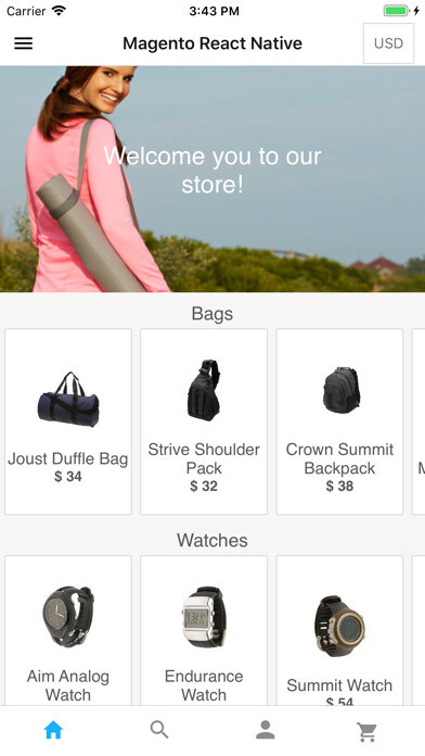 Emulate iPhone app Magento2 app by Interactivated using MyAndroid