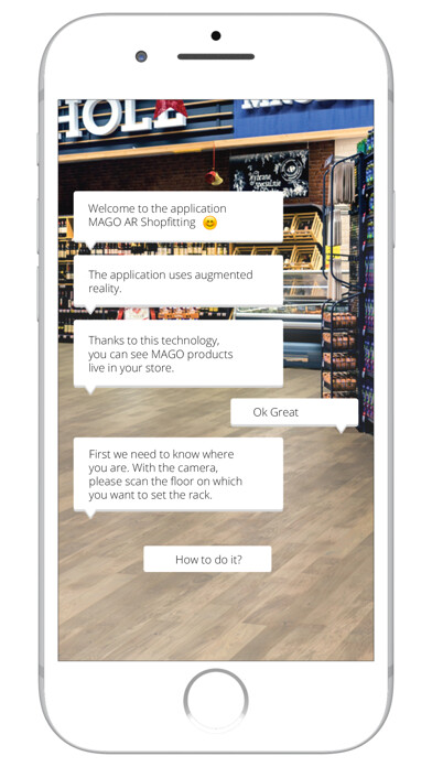 Emulate iPhone app MAGO AR Shopfitting using MyAndroid