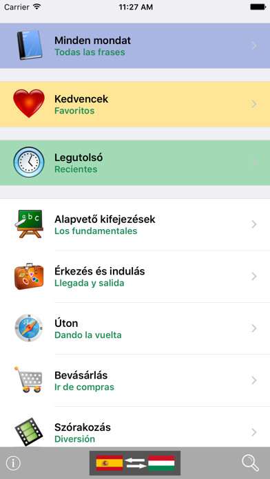 Emulate iPhone app Magyar / Spanyol kifejezéstár - Spanish / Hungarian phrasebook - Multiphrasebook using MyAndroid Emulate iPhone app Magyar / Spanyol kifejezéstár - Spanish / Hungarian phrasebook - Multiphrasebook using MyAndroid