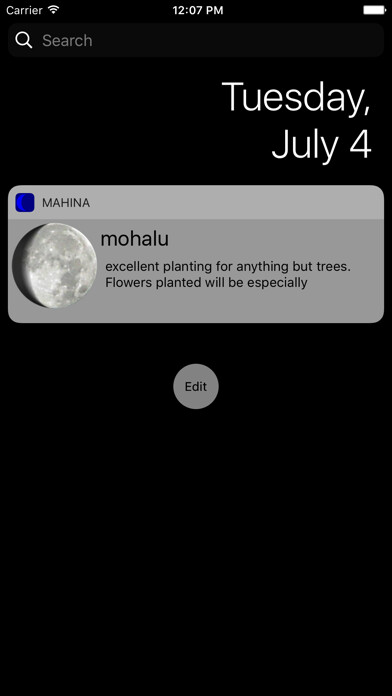 Emulate iPhone app Mahina Hawaiian Moon Calendar using MyAndroid