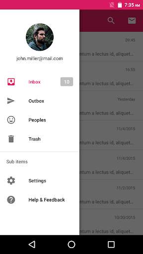 Run android online APK Mailbox App - Material UI Template from MyAndroid or emulate Mailbox App - Material UI Template using MyAndroid