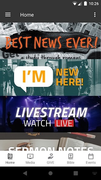 Emulate iPhone app Main Street Church using MyAndroid