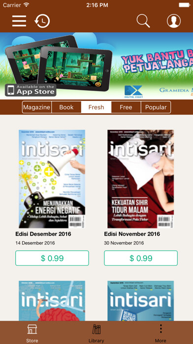 Emulate iPhone app Majalah Intisari using MyAndroid