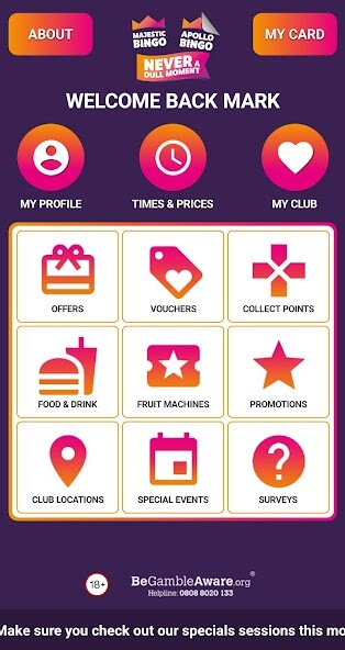Emulate iPhone app Majestic Bingo using MyAndroid