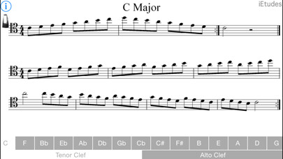 Emulate iPhone app Major Scales Alto & Tenor Clef using MyAndroid
