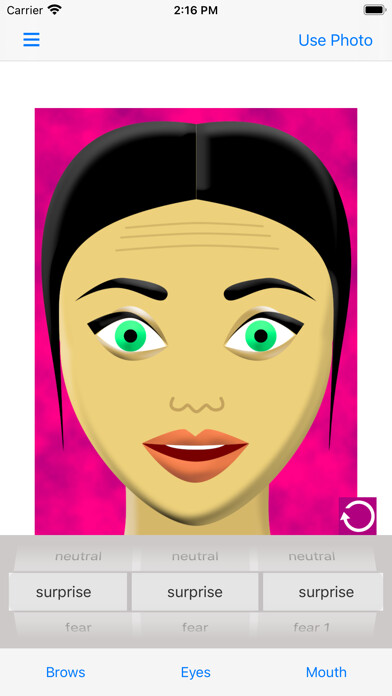 Emulate iPhone app Making Facial Expressions using MyAndroid