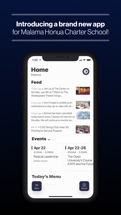 Emulate iPhone app Malama Honua Charter School using MyAndroid