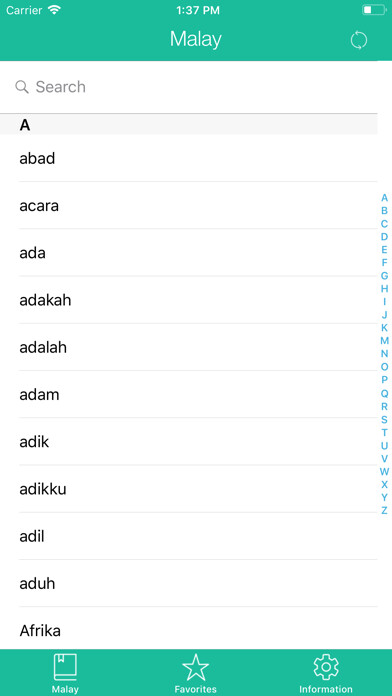 Emulate iPhone app Malay-English Basic Dictionary using MyAndroid