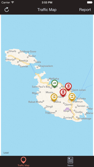 Emulate iPhone app Maltese Roads Traffic Updates using MyAndroid Emulate iPhone app Maltese Roads Traffic Updates using MyAndroid