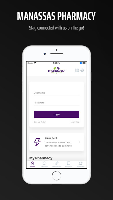 Emulate iPhone app Manassas Pharmacy using MyAndroid